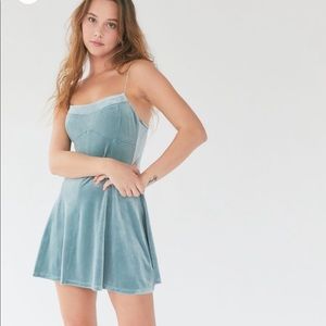 Urban Outfitters Peaches Velvet Mini Dress Blue